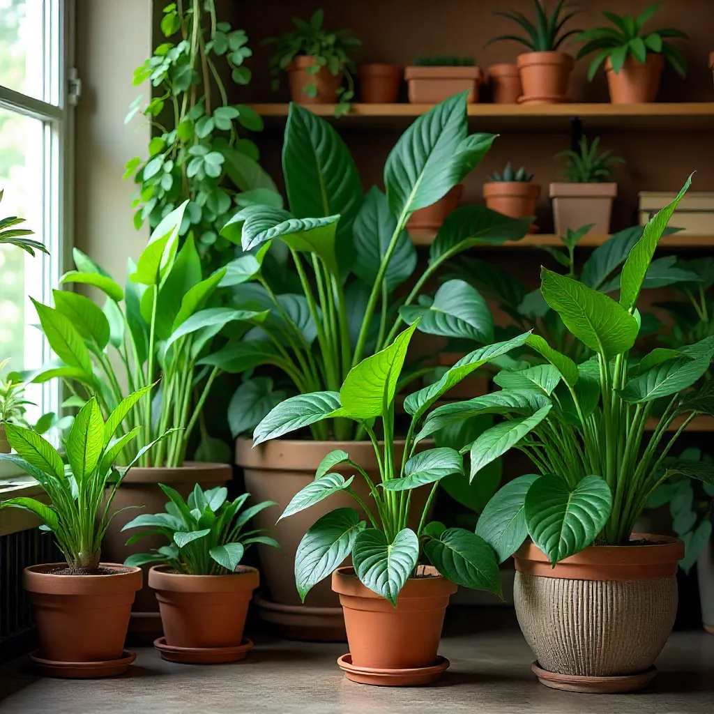 Small group of modern houseplants